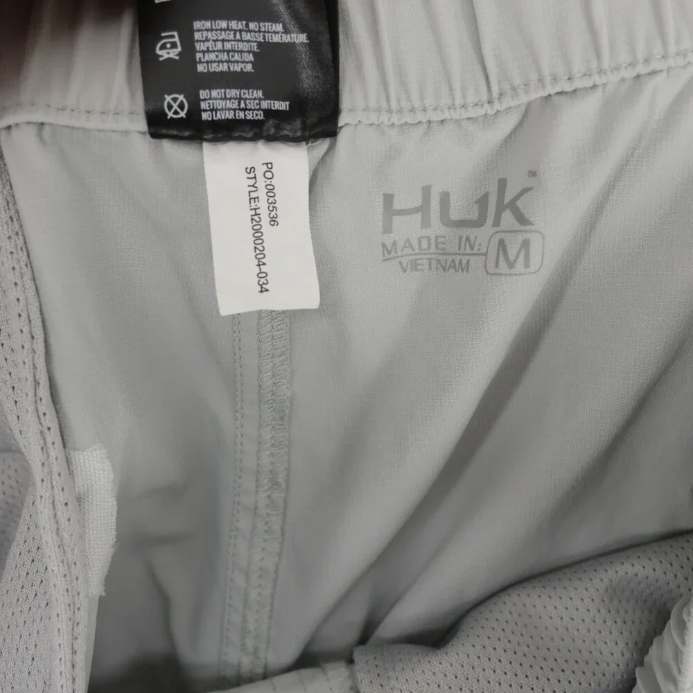 Huk Creekbed Shorts Mens M Gray Belted Cargo Fishing Performance Elastic Waist